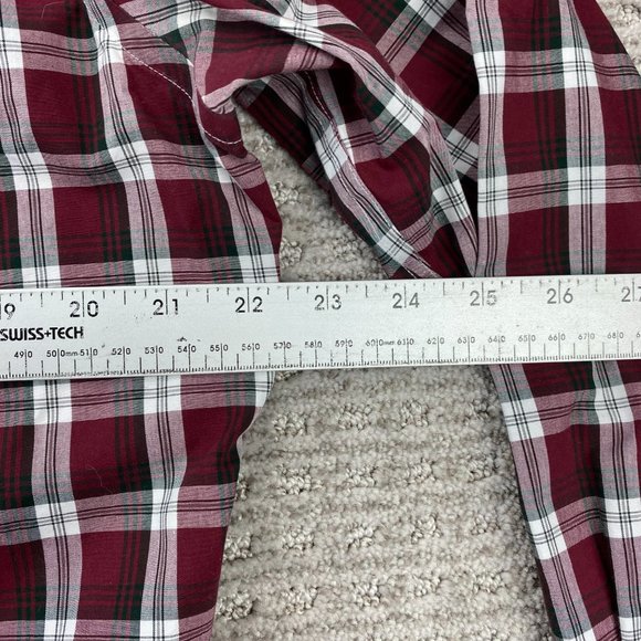 Nordstrom Dress Shirt Men's Shop M Red Black Plaid Wrinkle Free Button Down Polo - Picture 7 of 8